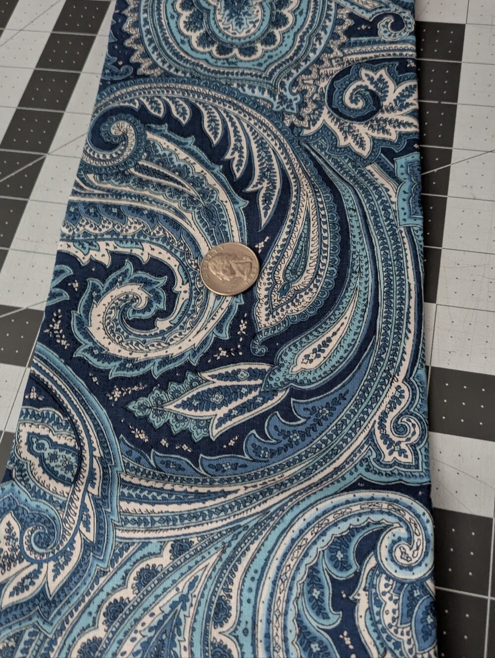 Blue Paisley Print Cotton Fabric 2 Yards